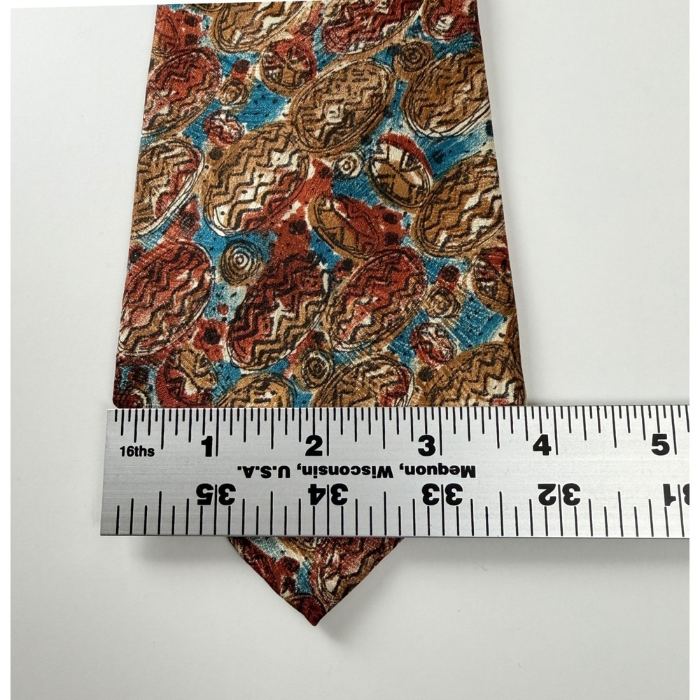 Vintage Saks Fifth Avenue Multicolor Abstract Geometric Silk Tie USA - Picture 7 of 8